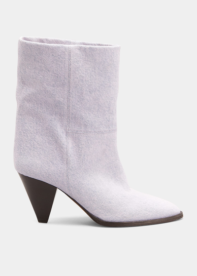 Shop Isabel Marant Rouxa Denim Ankle Booties In Lilac