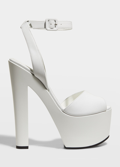 Shop Giuseppe Zanotti Birel Calfskin Ankle-strap Platform Sandals In Bianco