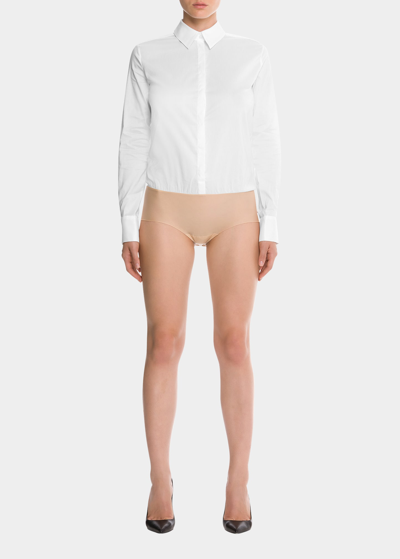 Shop Wolford London Effect Button-down Bodysuit In White