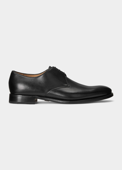 Shop Ralph Lauren Men's Dalvin Leather Derby Shoes In Black