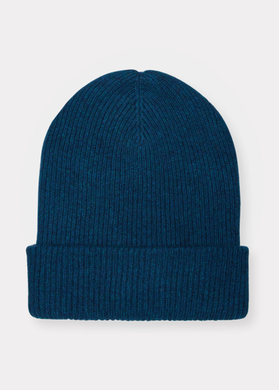 Shop The Elder Statesman Parker Ribbed Beanie In 460 Peacock
