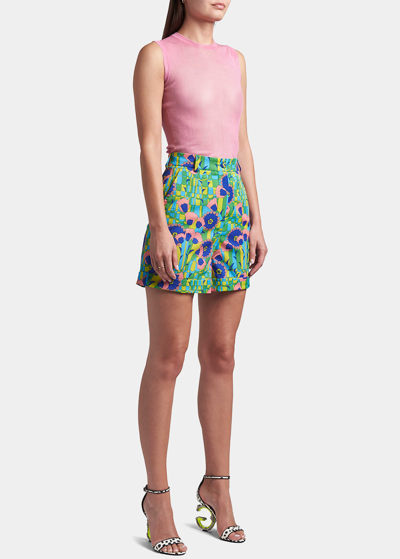 Shop Dolce & Gabbana Floral-print Rolled Hem Shorts In St.anni 60