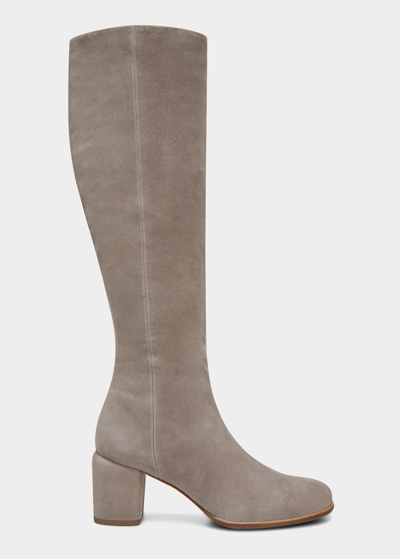 Shop Vince Maggie Suede Riding Boots In Ltwoodsmk