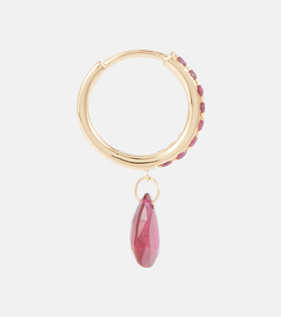 Persée Piercing 18kt Gold Single Earring With Ruby In Gold