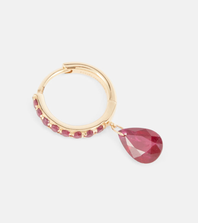 Persée Piercing 18kt Gold Single Earring With Ruby In Gold