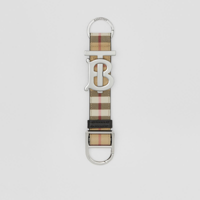 Shop Burberry Monogram Motif Vintage Check Key Ring In Archive Beige