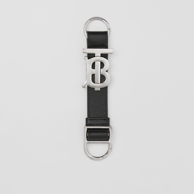 Shop Burberry Monogram Motif Grainy Leather Key Ring In Black