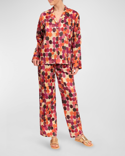 Shop Everyday Ritual Allison/angela Button-down Cotton Pajama Set In Painter's Pallet