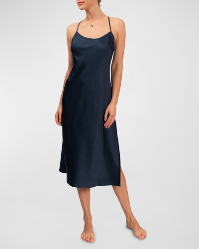 Shop Everyday Ritual Sloan T-back Nightgown In Inky Blue