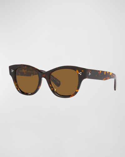 Shop Oliver Peoples The Eadie Acetate Sunglasses In Brown Tortoise