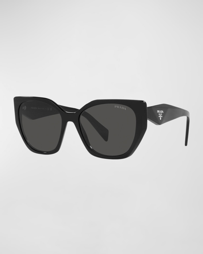 Shop Prada Geometric Square Acetate Sunglasses In Black