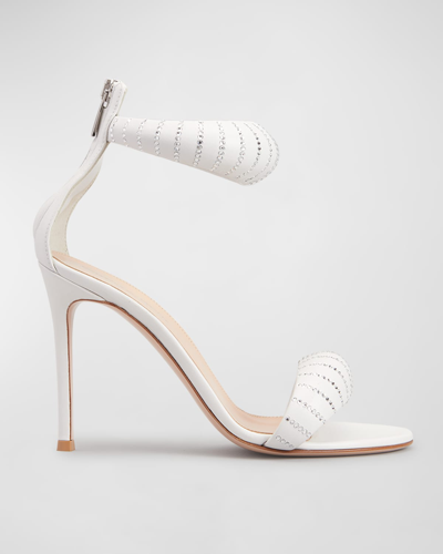Shop Gianvito Rossi Bijoux Crystal Napa Ankle-cuff Sandals In White