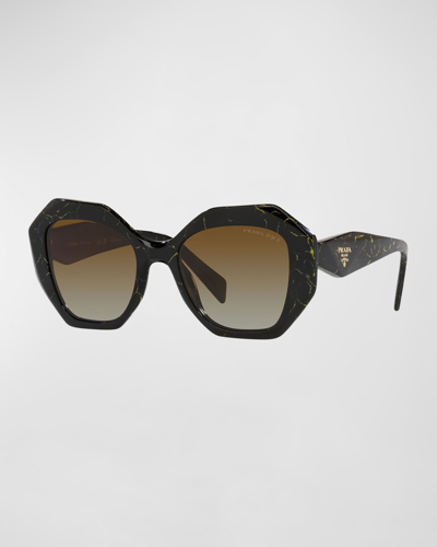Shop Prada Marble Cat-eye Acetate Sunglasses In Black Marble