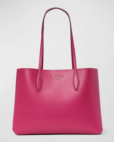 Shop Kate Spade All Day Large Leather Tote Bag In Plum Liqueur
