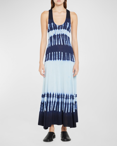 Shop Proenza Schouler Knit Tie-dye Maxi Dress In Blue Multi
