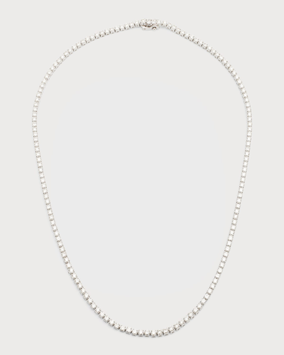 Shop Neiman Marcus Diamonds 18k White Gold Round Diamond Line Necklace, 18"l, 10.0tcw