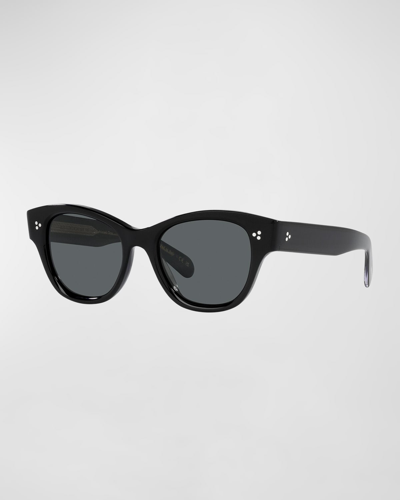 Shop Oliver Peoples The Eadie Polarized Acetate Sunglasses In Black
