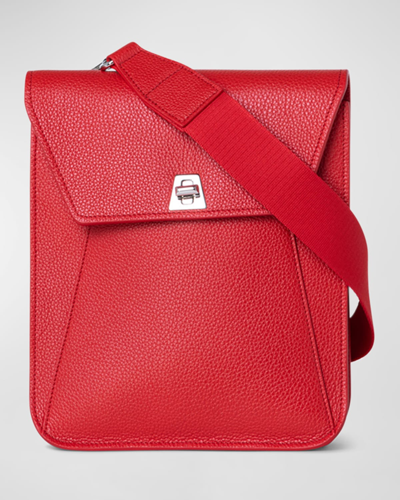 Shop Akris Anouk Small Leather Messenger Bag In Scarlet