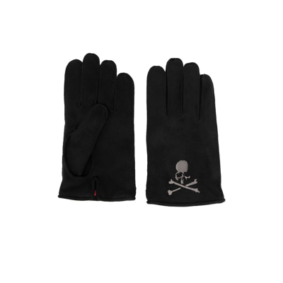 Shop Mastermind Japan Black Embroidered Skull Gloves