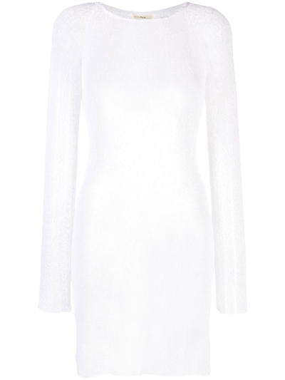 Ambra Maddalena White Andy Open-knit Mini Dress In White