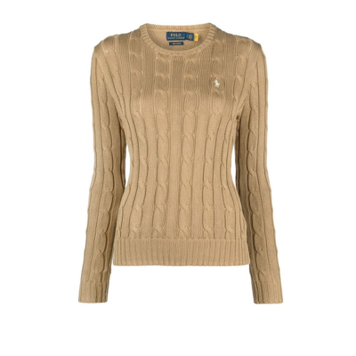 Shop Polo Ralph Lauren Neutral Cable-knit Cotton Sweater In Neutrals