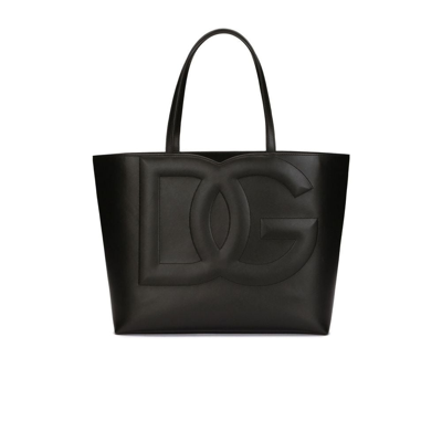 Shop Dolce & Gabbana Black Dg Logo Tote Bag