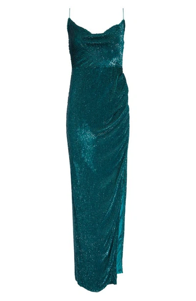 Shop Retroféte Katya Sequin Maxi Dress In Green