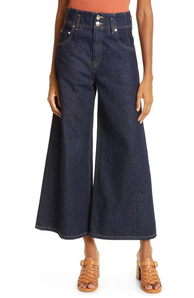 Shop Ulla Johnson The Yvette Flare Ankle Jeans In Tigris Rigid Wash