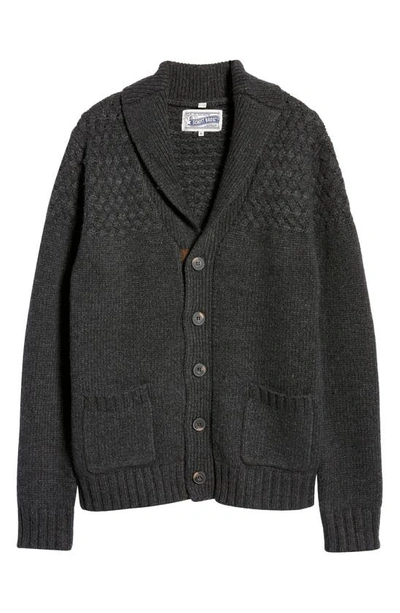 Shop Schott Corduroy Elbow Patch Wool Blend Cardigan In Heather Black