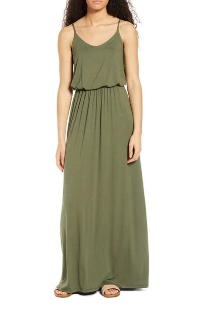 Shop All In Favor Knit Maxi Dress In Dark Olive