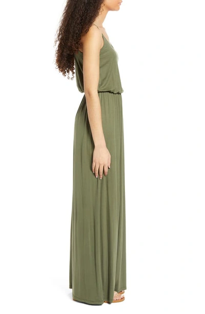 Shop All In Favor Knit Maxi Dress In Dark Olive