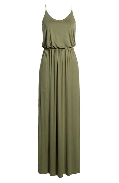 Shop All In Favor Knit Maxi Dress In Dark Olive