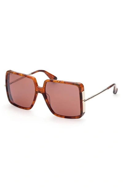 Shop Max Mara 58mm Square Sunglasses In Red Havana / Brown