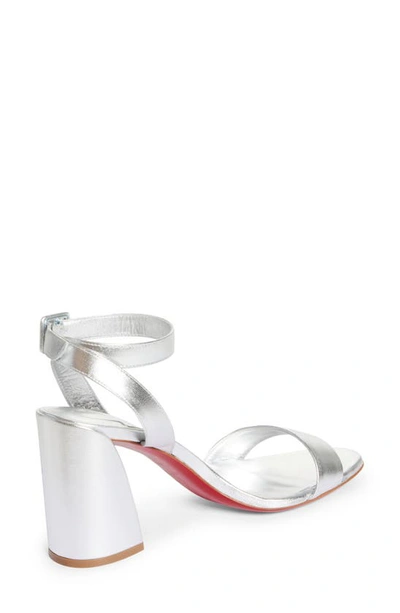 Shop Christian Louboutin Miss Sabina Metallic Sandal In Silver/ Lin Silver