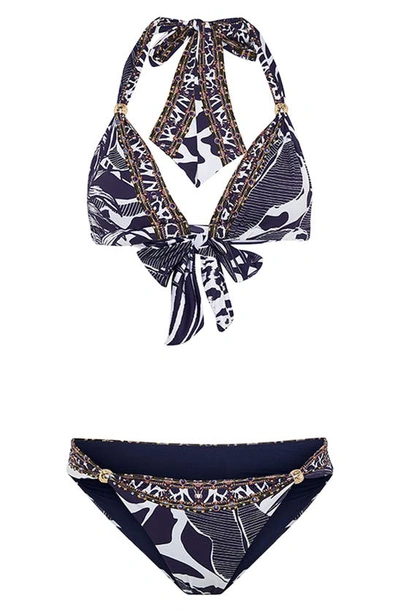 Shop Camilla Giraffe Print Two-piece Swimsuit In Wheres Your Head At