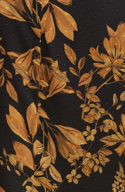 Connected Apparel Floral Cape Overlay Sheath Dress In Mustard