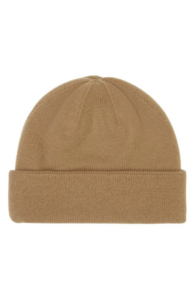 Shop Burberry Ghost Crest Embroidered Cashmere Beanie In Camel
