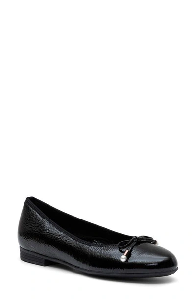 Shop Ara Scout Flat In Black Crinkle Patent Leather