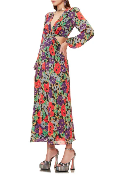 Shop Afrm Lowell Long Sleeve Floral Print Dress In Red Bouquet