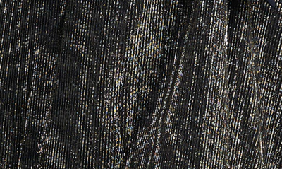 Shop Estelle Gloria Metallic Plissé Halter Midi Dress In Black/ Gold