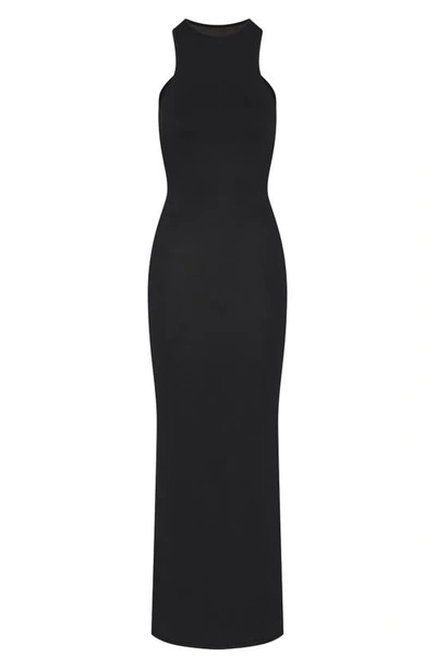 Shop Skims Smooth Lounge Open Back Maxi Dress In Onyx
