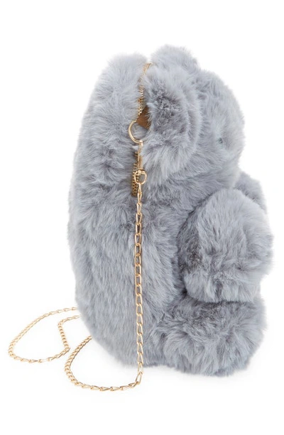 Shop Lola & The Boys Bear Plush Faux Fur Crossbody Bag In Gray