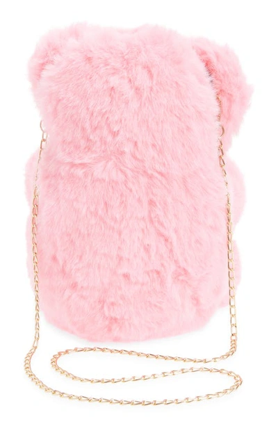 Shop Lola & The Boys Bear Plush Faux Fur Crossbody Bag In Pink