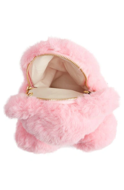 Shop Lola & The Boys Bear Plush Faux Fur Crossbody Bag In Pink