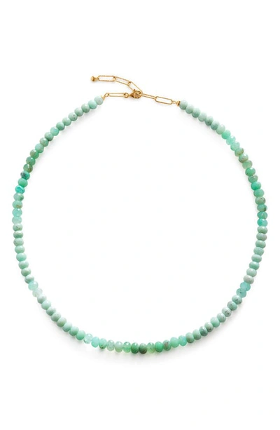 Shop Monica Vinader Gp Hope Chryoprase Beaded Necklace In 18ct Gold Vermeil Chrysophrase