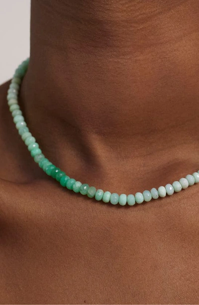 Monica Vinader Hope Recycled 18ct Yellow-gold Plated Sterling Silver Beaded Neckline In 18ct Gold Vermeil Chrysophrase