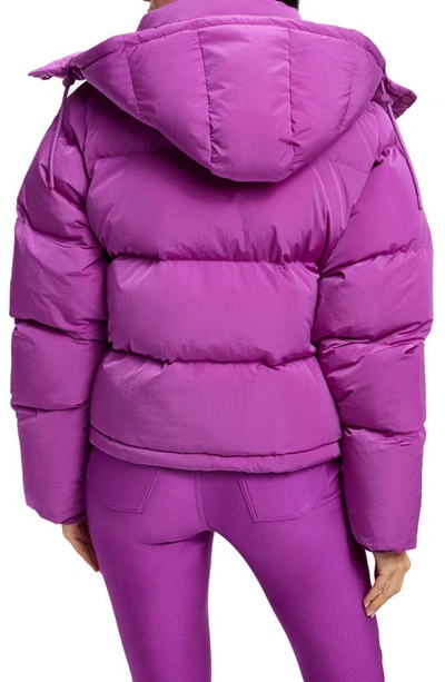 Shop Good American Iridescent Puffer Jacket With Removable Hood In Pop Thistle005