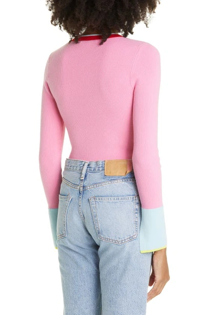Shop Alice And Olivia Westi Colorblock Wool Blend Sweater In Primrose Multi