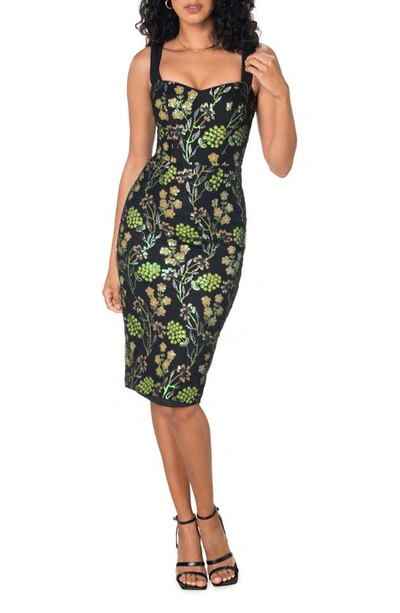 Shop Dress The Population Nicole Sequin Floral Embroidered Sheath Cocktail Dress In Lemongrass Multi