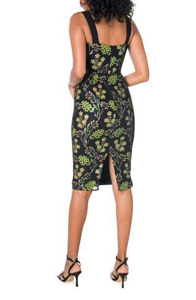 Shop Dress The Population Nicole Sequin Floral Embroidered Sheath Cocktail Dress In Lemongrass Multi